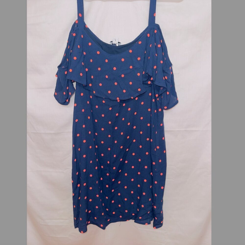Splendid Women's Blue Polka Dot Cold Shoulder Ruffle Mini Dress size small